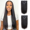 Straight Clip in Hair Extensions Real Human Hair Brazilian Virgin Human Hair OQ Hair Clip in Extensions 7Pcs 120g Clip ins for Women Lace Weft 14Inch