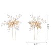 SWEETV 2 Pieces Bridal Wedding Hair Pins Flower Pearls Clips Crystal Headpiece Gold Accessories Leaf Bobby Pins Jewelry for Bridesmaids Party Piece Women and Girls