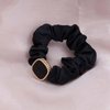 Iaceble Black Ribbon Hair Scrunchies Rope Satin Square Hair Tie Rope Elastic Silk Hair Band Ties Ponytail Holder Hair Rope Decorative Hair Accessories for Women and Girls Headdress