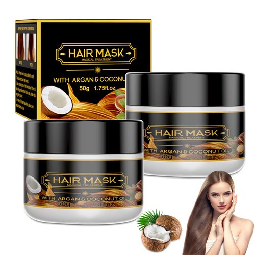 Omaky Keratin Repair Hair Mask with Argan & Coconut Oil - Instant Pure Magical Treatment, 50g x 2PCS