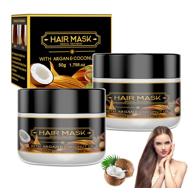 Omaky Keratin Repair Hair Mask with Argan & Coconut Oil - Instant Pure Magical Treatment, 50g x 2PCS