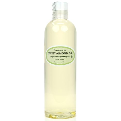 Sweet Almond Oil Organic Pure Cold Pressed by Dr.Adorable 12 Oz