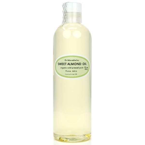 Sweet Almond Oil Organic Pure Cold Pressed by Dr.Adorable 12 Oz