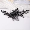 Missgrace Women's Handmade Gothic Black Full Rhinestones Side Hair Comb for Prom Party Special Occasion Punk Headpiece (Black, 17 cm x 7 cm)