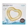 Coconut Float: Gold Glitter Heart Pool Float - 48"x40", Inflatable 48" Jumbo Ring, Anti-Leak, Durable, Water Accessory
