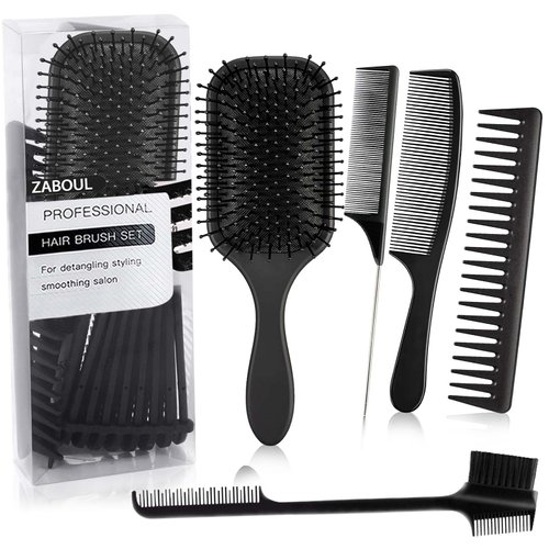 ZABOUL Detangling Hair Brush Set|Detangler Brush and Comb Set for Women and Men Kids, No More Tan...
