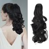 STYLER 14 Inch Dark Brown Ponytail Wig with Jaw Claw Clip for Woman Girl Hair Piece Curly Wavy Pony Tail for Daily Use
