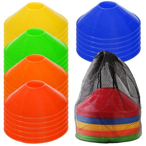 Jyongmer 30 Pcs Disc Cones Training Cones Agility Soccer Cones with Carry Bag for Training, Football, Basketball, Kids, Sports, Field Cone Markers and Other Sports and Games (Five Colors)