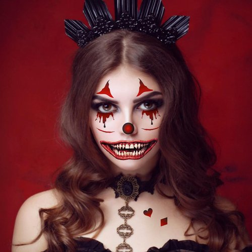 Halloween Temporary Horror Scary Mouth Zombie Skull Red Tattoo Stickers Women Adults Makeup Face Art Decorations Accessories Day of The Dead Party Props 10 sheets