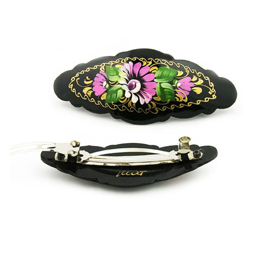 Russian Barrette Hair Clip Hand Made Hand Painted Assorted Floral Designs