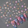IDDFEVE 5 Sheets 5D Embossed Seashell Starfish Nail Art Stickers, Self-Adhesive Marine Life Nail Decals, Summer Ocean Design DIY Decorations