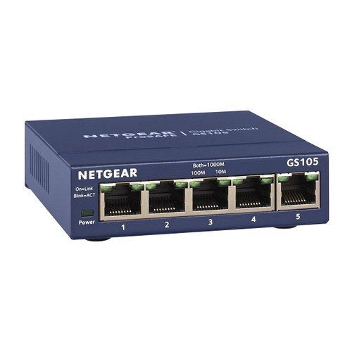 NETGEAR 5-Port Gigabit Ethernet Unmanaged Switch (GS105NA) - Desktop or Wall Mount, and Limited Lifetime Protection Gray