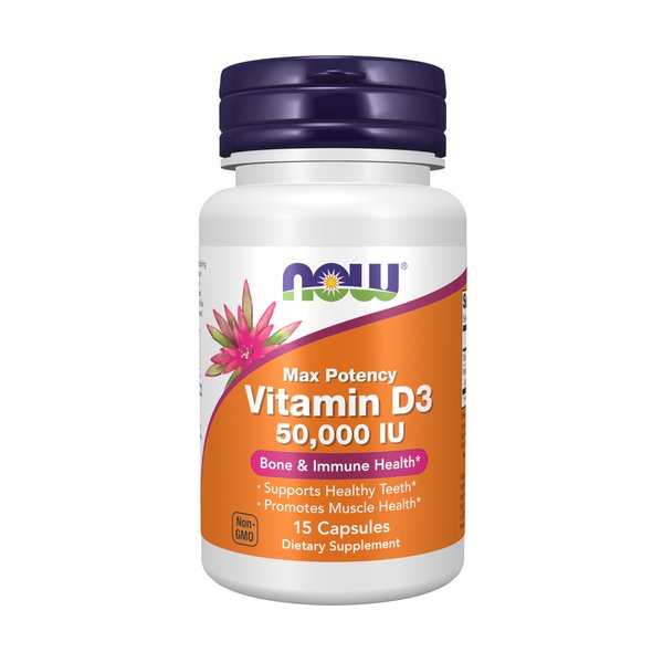 NOW Supplements, Vitamin D3 50,000 IU, 15 Veg Capsules