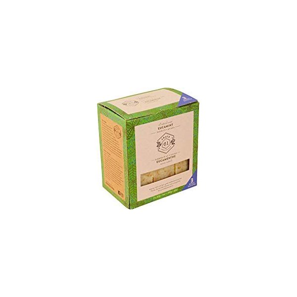 Crate 61, Handmade in Canada, Plant Based Cold Process Natural Bar Soap For Face And Body, With Premium Essential Oils, Eucalyptus & Peppermint For Men And Women 3 Pack (Eucamint)