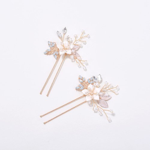 Wedding Gold Hair Accessories for Brides, Beusoulover Bridal Hair Pins Rhinestone Wedding Hair Piece for Brides, Bridesmaid, Flower Girl, Women, Party, Prom..
