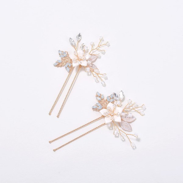 Wedding Gold Hair Accessories for Brides, Beusoulover Bridal Hair Pins Rhinestone Wedding Hair Piece for Brides, Bridesmaid, Flower Girl, Women, Party, Prom..
