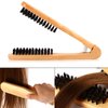 Chazcool Double Sided Bristle Hair Brush, Clamp Hair Brush Use for Smoothing and Straight Hair Styles, Wooden Hair Straightening Brush