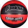 Franklin Sports Grip-Rite 1000 Youth Basketball — Durable Basketball — Junior Size Basketball for School, Camp, Home Basketball Practice — Indoor and Outdoor Basketball — Black/Red —27.5"