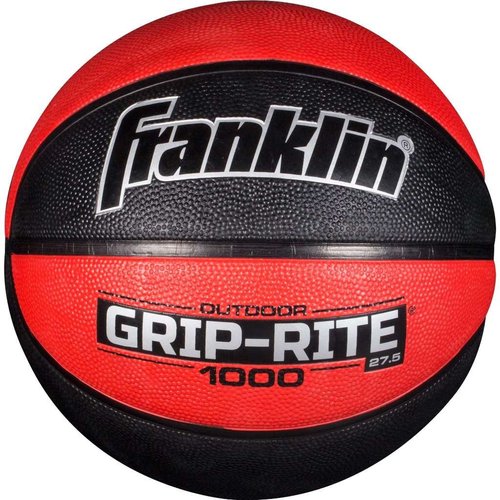 Franklin Sports Grip-Rite 1000 Youth Basketball — Durable Basketball — Junior Size Basketball for School, Camp, Home Basketball Practice — Indoor and Outdoor Basketball — Black/Red —27.5"