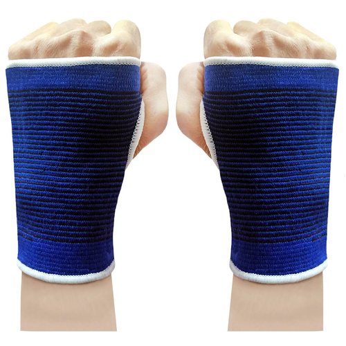 JUSDIQIR Palm Brace Wrist Support Sleeves (1 Pair), Everyday Use Wrist Brace, Compression Carpal Tunnel for Wrist Pain Relief, Fitness Gloves, Sports Glove, Wrist Brace for Men and Women (M, Blue)