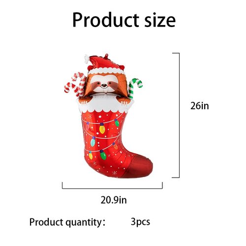 HADCKJA Christmas Stocking Balloons Christmas Balloons Christmas Stocking Foil Balloons for Christmas-Themed Party Birthday Party Supplies Decorations Party Decorations Balloons Party Sets-3pcs