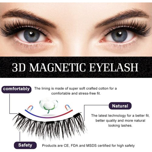 ASDSASFA Magnetic Eyelashes without Eyeliner - Reusable Dual Magnetic lashes with 16 Pair, Black