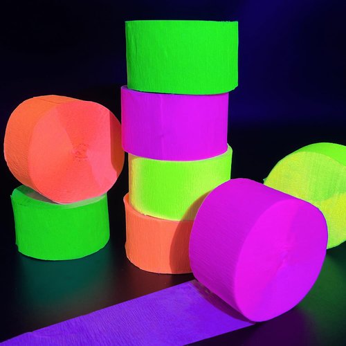 1320feet Blacklight Party Streamer Decorations 12 Rolls Glow Crepe Paper UV Reactive Fluorescent Neon Paper Streamers Glow Party Supplies and Decorations for Wedding,Birthday,Neon Party,Fiesta Party