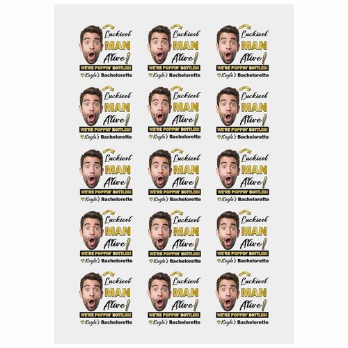 Personalized Face Body Temporary Tattoos,Custom Bachelorette Party Tattoos Markers,Luckiest Man Alive BachelorParty Tattoos 15 Sheets