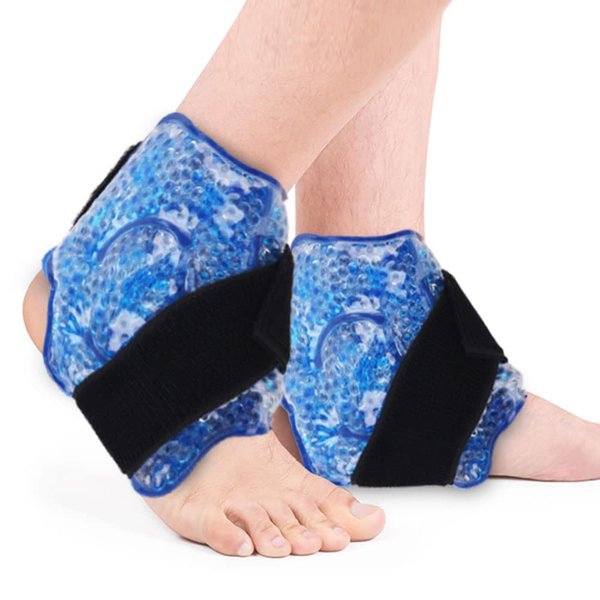 NEWGO Ice Pack for Ankle Injuries, 2 Pack Ankle Cold Packs Ice Pack Wrap with Soft Plush Backing for Swelling, Foot Injuries & Pain, Tendonitis - Blue