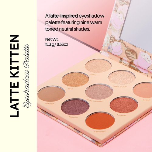 Winky Lux Latte Kitten Eyeshadow Palette, 9 Matte, Satin & Shimmer Eyeshadow Shades, Doubles as Face Highlighter