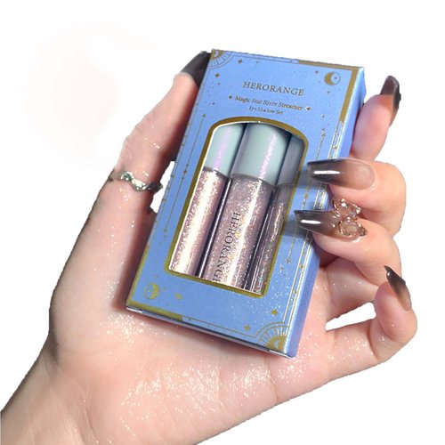 YJLYQF Liquid Eyeshadow Shimmer Liquid Eye Shadow Pearlescent Glitter Shiny Highlighter Moist And Silky Long-Lasting And Stable (Set Of 3)