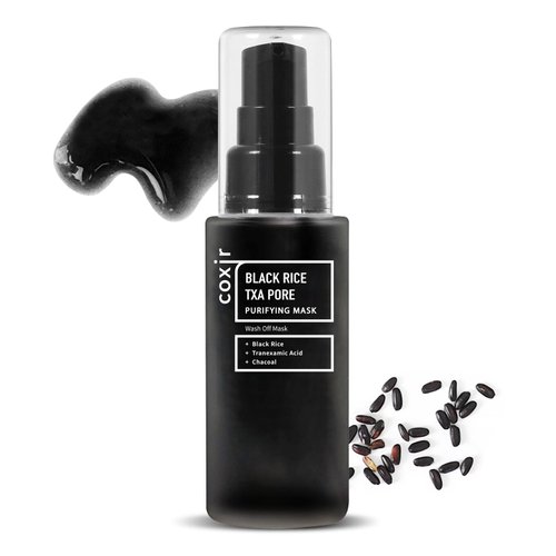 coxir BLACK RICE TXA PORE PURIFYING MASK l Tranexamic Acid, 3-in-1 Detox Serum Mask l Pore, Cleansing, Toning l Hydrating Wash Off Mask for Blackhead, Korean Skin Care[50ml/1.69 fl.oz]