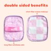 Makeup Remover Cloth - Set of 3 Pink and White Checkered Reusable Microfiber Cleansing Cloths to Gently Remove Mascara, Eyeliner, Eye Shadow, Lipstick with Just Water