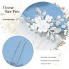 Heread Flower Bride Wedding Hair Pins Silver Leaf Bridal Hair Pieces Pearl Hair Accessories for Women and Girls(Pack of 3)