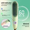 Doortian Mini Hair Straightening Iron with Built-in Comb for Travel, Portable Hair Straightener Brush, Ionic Hot Comb Straightener for Women (Green)