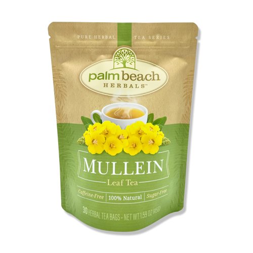 Mullein Leaf Tea - by Palm Beach Herbals, 30 Count Tea Bags, Caffeine-Free | Pure Herbal Tea Series