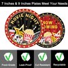 96 Pcs Movie Night Birthday Party Plates Napkins Forks Supplies Paper Tableware Set Disposable Table Movie Night Theme Snack Decoration for 24 Guests