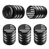 Tire Valve Stem Cap Cover - (5 Pack) Tire Air Cap Metal with Plastic Liner Corrosion Resistant Leak-Proof American Flag for Car Truck Motorcycle Bike Black
