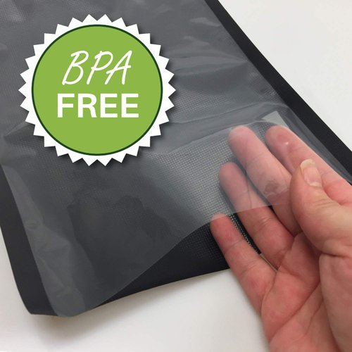 50 Pint 6" X 10" FoodVacBags Black & Clear Vacuum Sealer Storage Bags/Pouches, BPA Free, Perfect for Sous Vide and FoodSaver