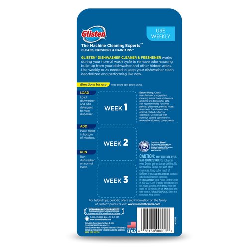 Glisten Dishwasher Cleaner & Freshener, 3 Tablets