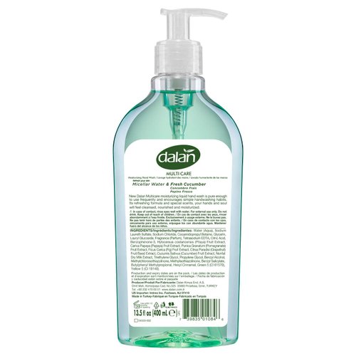 Dalan Fresh Cucumber Multicare Ultra Moisturizing Liquid Hand Soap for Normal and Dry Hands Fresh Clean and Soft Feeling (13.5 Fl Oz / 400 mL (Pack of 6))