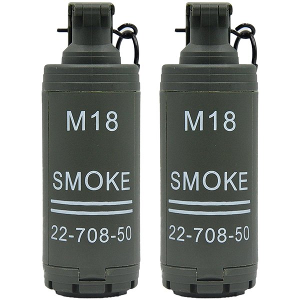 Disratw M18 Airsoft Grenade Toys 2Pcs Toy Hand Grenades Plastic CS Battle Game Tactical CS Grenade Pull Ring Toys Role Play Model Prop for Age 14+ (Green)