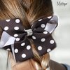Patterned Hair Bow for Women and Girls with Silver Rhinestones 1 Piece (Polka Dot)