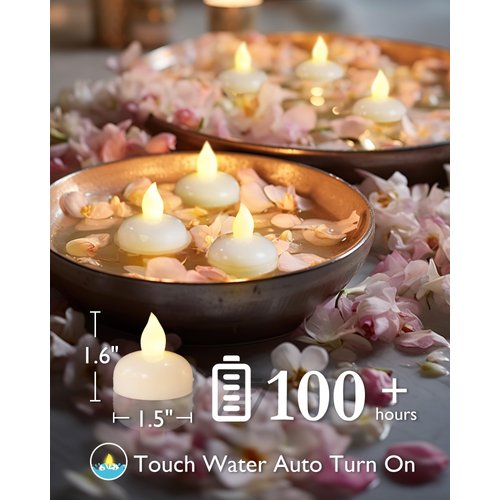Homemory 36 Pack Flameless Floating Candles, Warm White Led Flickering Tealight Candles in Bulk, Decor for Wedding, Party, Centerpiece, Pool, Christmas