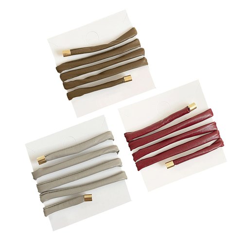 3 Pieces PU-Leather Ponytail Holder Braid Holder Ponytail Cuff Hair Ties Long Hair Accessories (C...
