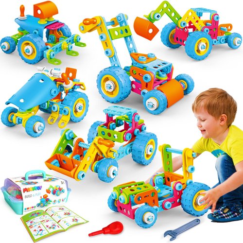 MOONTOY STEM Toys for 3 4 5 6 7 8+ Year Old Boy Valentines Birthday Gift Toddler 3-5 Block Stem Kits Building Toys for Kids Ages 4-8 5-7 6-8 4-6 8-12 Erector Set Educational Creative Activities 118pcs