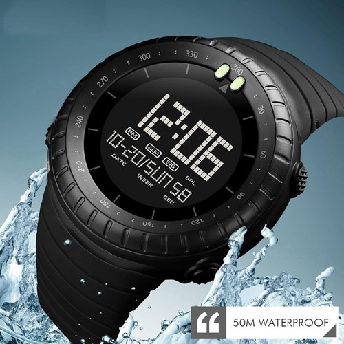ManLinKei Men's Digital Sports Watch Military Waterproof Tactical Watch with LED Backlight Watches for Men