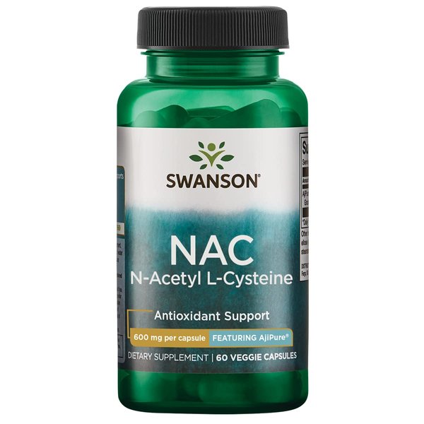 Swanson Amino Acid Ajipure N-Acetyl-L-Cysteine Pharmaceutical Grade 600 Milligrams 60 Veg Capsules