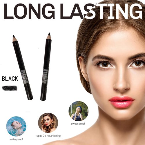 Generic 2 black eyebrow pen with 1 pack eyebrow brush,waterproof,#001