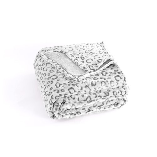 PLEASANT BOULEVARD | Leopard Throw Blanket Fleece, Premium Lightweight Cozy Warm Plush Microfiber Bedspread for Couch Sofa and Bed (Gray, Throw (50 x 60 inches))